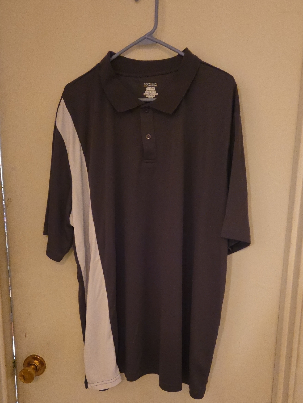 Men's Charcoal Polo with White Side Panel